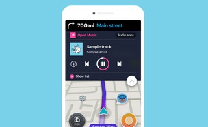 Waze משולב עם נגן מוזיקה (הדמיה: Waze)