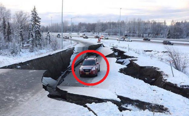 רעידת אדמה באלסקה (צילום: אינסטגרם\akdogdriver)