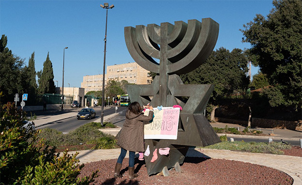 השלטים שנתלו נגד הזמר (צילום: חדשות)