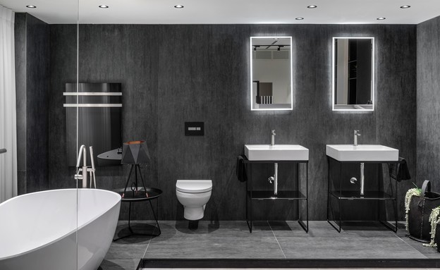 טרנדים 2019, חדר רחצה שחור, עיצוב ניצן הורוביץ (צילום: עודד סמדר)