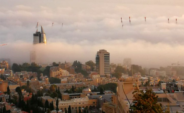 חיפה כוסתה ערפל (צילום: ישי דיין, חדשות)