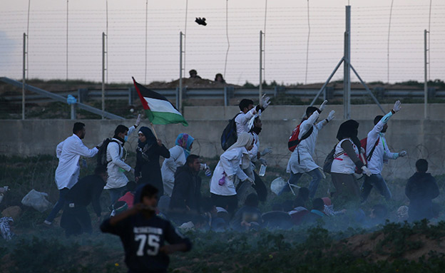 ההפגנות בגבול רצועת עזה, היום (צילום: רויטרס, חדשות)