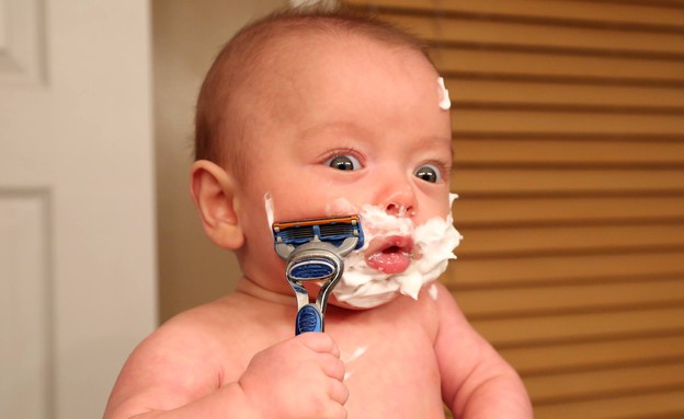 ריאן התינוק מתגלח (צילום:  Photo by Flash90)