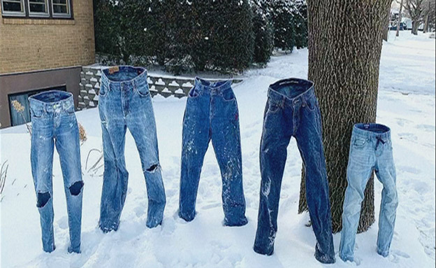 קור קיצוני בארה"ב: המכנסיים קפאו (צילום: רויטרס, חדשות)