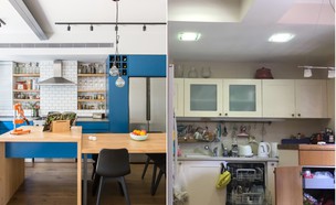בית בתל אביב, עיצוב ענת דרך אגבר, לפני אחרי (צילום: לפני: ענת דרך אגבר, אחרי: הילה עידו)