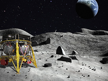 הדמיה של החללית הישראלית על הירח (צילום: spaceil, חדשות)
