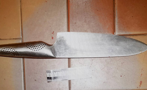 הסכין שנמצאה בזירה (צילום: דוברות המשטרה, חדשות)