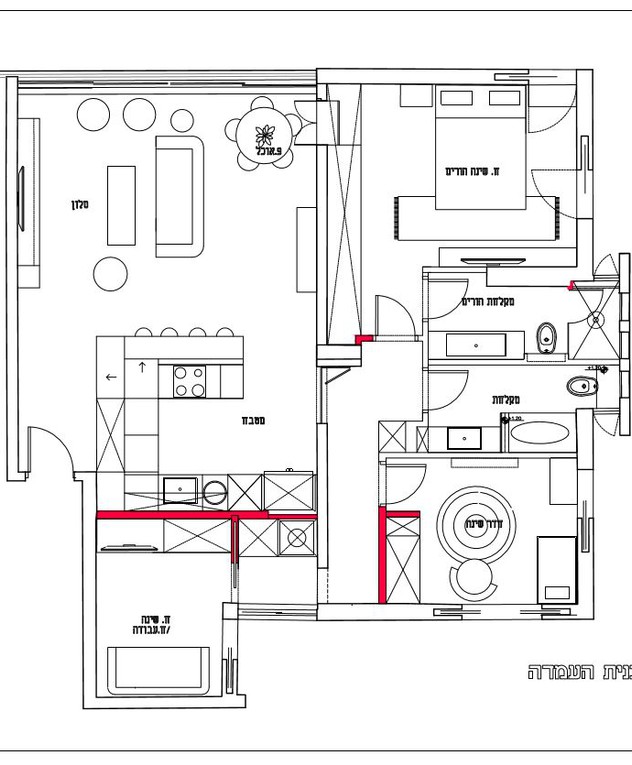 דירה בתל אביב, עיצוב סטודיו 37, תוכנית אחרי שיפוץ