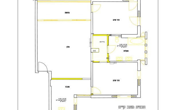 דירה בתל אביב, עיצוב סטודיו 37, תוכנית לפני שיפוץ (שרטוט: סטודיו 37)