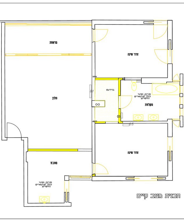 דירה בתל אביב, עיצוב סטודיו 37, תוכנית לפני שיפוץ