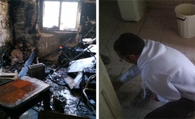 בית הקשיש נשרף, בני בנרתמו לעזור (צילום: חדשות)