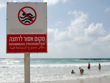 סכנת חיים, חוף אסור לרחצה (צילום: גילי יערי / פלאש 90, חדשות)