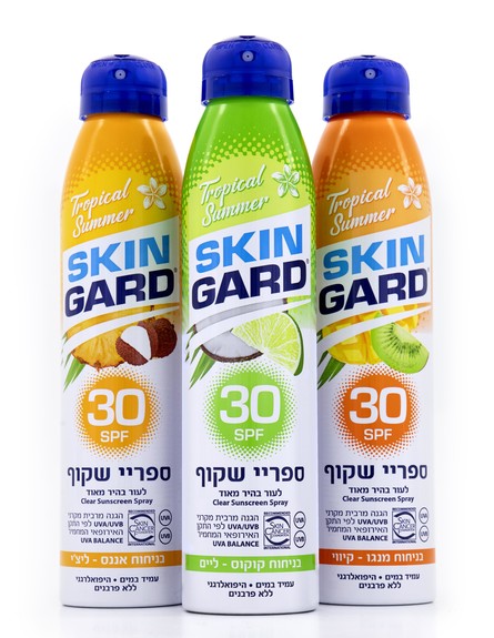 SKINGARD  TROPICAL SUMMER  ספריי הגנה שקוף  (צילום: מוטי פישביין,  יחסי ציבור )