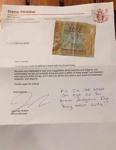 מכתב התשובה של ראש ממשלת ניו זילנד לויקט (צילום: חדשות)