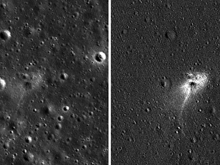 מקום התרסקות החללית בראשית על הירח (צילום: נאס