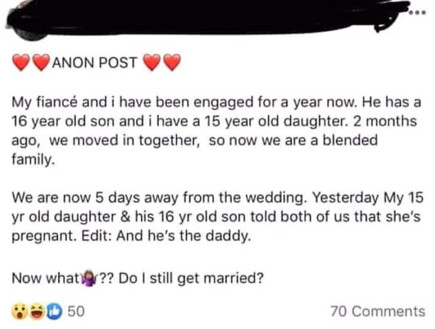 להתחתן או לא להתחתן? (צילום: פייסבוק\That's it I'm wedding shaming)