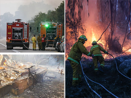 הושגה שליטה בכל השרפות (צילום: יונתן זינדל, פלאש , כיבוי והצלה90, חדשות)