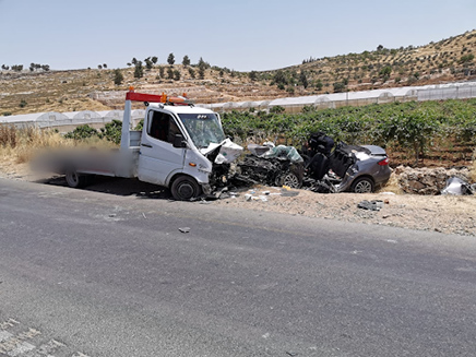 זירת התאונה בכביש 60, היום (צילום: דוברות המשטרה, חדשות)