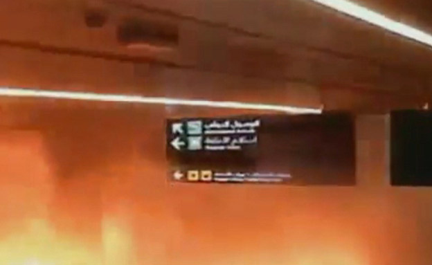 תיעוד: טיל מתפוצץ בנמל תעופה בסעודיה (צילום: חדשות)