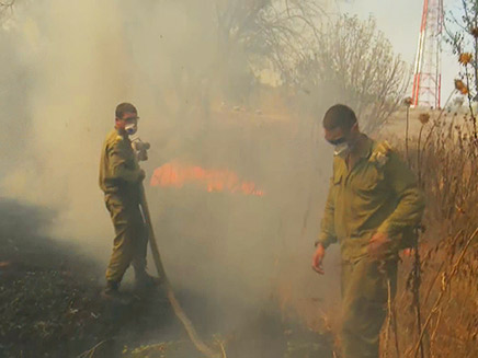 חיילים מכבים שרפה בדרום (צילום: החדשות)