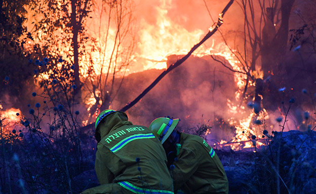 כבאים משתלטים על שריפה (ארכיון) (צילום: יונתן זינדל, פלאש 90, חדשות)
