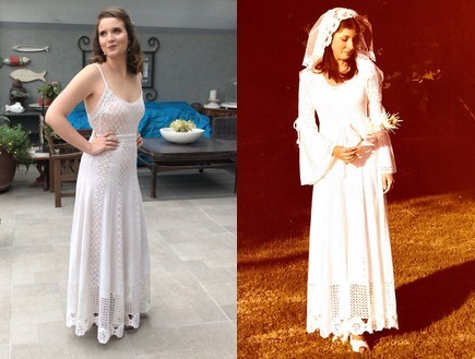 שמלה של אמא אורי שליידר (צילום: מימין: פרטי | משמאל: בהדרה )