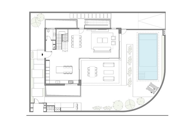 בית פרטי, עיצוב שחר רוזנפלד, תוכנית אדריכלית (שרטוט: שחר רוזנפלד אדריכלים)