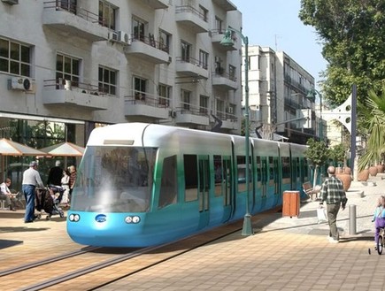 הדמיית הרכבת הקלה בשדרות ירושלים ביפו (הדמיה: TheMarker, עיריית תל אביב-יפו)