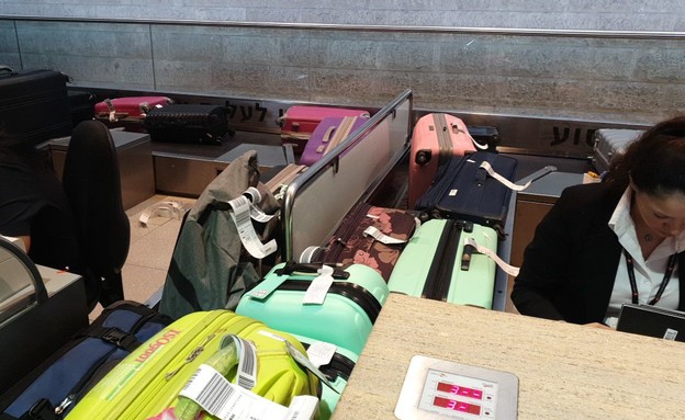 נתבג, נתב"ג, שדה תעופה, מזוודות, מזוודה, עיכוב (צילום: החדשות 12, החדשות12)