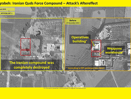 צילום לווין של תקיפת חיל האוויר בכפר עקרבה בסוריה  (עיבוד: ImageSat International (ISI)