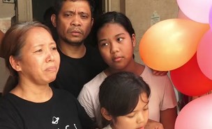 משפחת ולסקו מהפיליפינים ששוחררה בזכות ערבות החברים (צילום: החדשות12)
