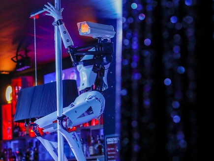 רובוטים חשפנים במועדון בצרפת (צילום: skynews)