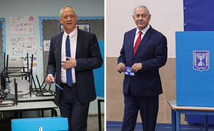 נתניהו וגנץ מצביעים בחירות 2019 (צילום: נועם רבקין פלאש 90, פלאש/90 )