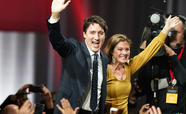 ראש ממשלת קנדה ג'סטין טרודו ורעייתו, בחירות (צילום: רויטרס, רויטרס_)