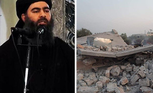 זירת התקיפה במבצע לחיסול מנהיג דאע"ש אבו באכר אל ב (עיבוד: אימג'בנק / Gettyimages, הטלוויזיה העירקית, getty images)