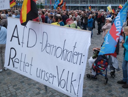 הפגנות נגד מהגרים ובעד אנטישמיות בדארסדן גרמניה (צילום: skynews)