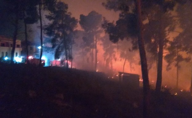 צוותי כיבוי פועלים בשרפה ליד עפולה (צילום: תיעוד מבצעי כבאות)