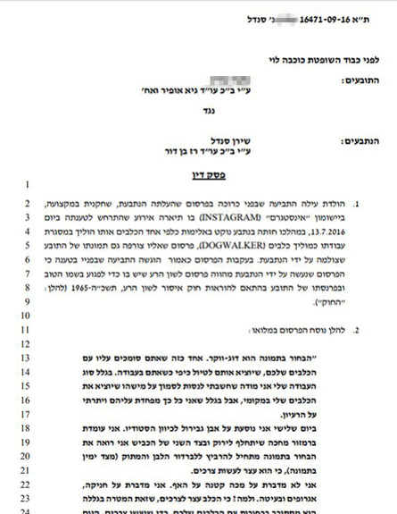 מכתב התביעה של שירן סנדל (צילום: צילום מסך, פרטי)