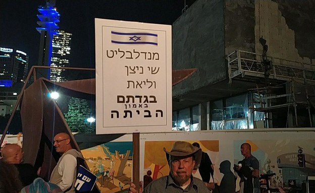 הפגנה בעד נתניהו (צילום: החדשות12)