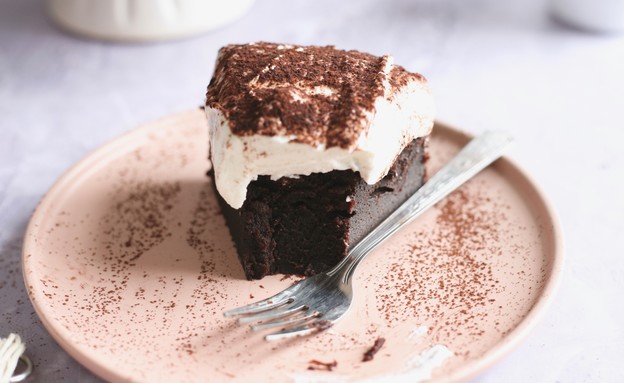 ביס בעוגת שוקולד פאדג' עם קרם ריקוטה (צילום: קרן אגם, אוכל טוב)