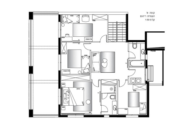 דירה בשרון, עיצוב שרון אסף, תוכנית אדריכלית קומה א (שרטוט: שרון אסף)
