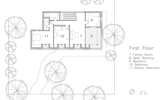 גולני אדריכלים, בית בגליל, תוכנית אדריכלית קומה א -1 (שרטוט: גולני אדריכלים)