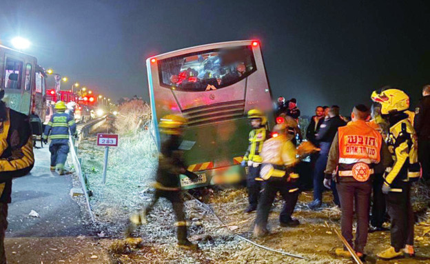 תאונת האוטובוס שנפגע מבטונדה (צילום: Christine and Steve Tan, תיעוד מבצעי מד"א)