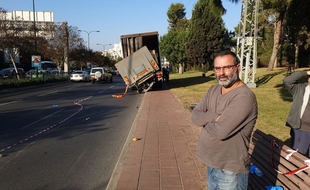 אשר בן שימול, נהג המשאית מהתאונה ברמת גן (צילום: החדשות12)