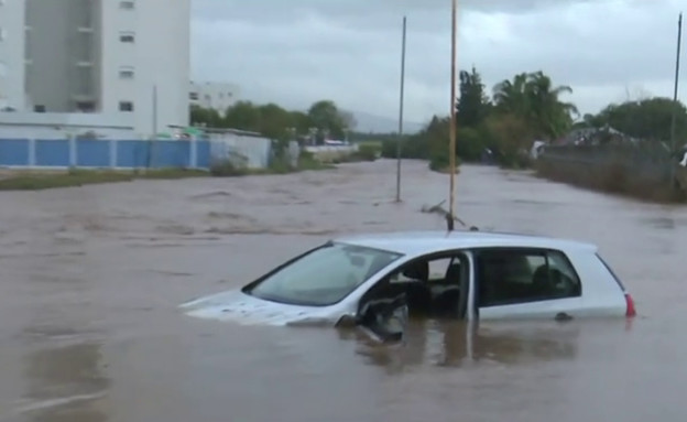 שטפונות בנהריה (צילום: מתוך "חדשות הבוקר" , קשת12)