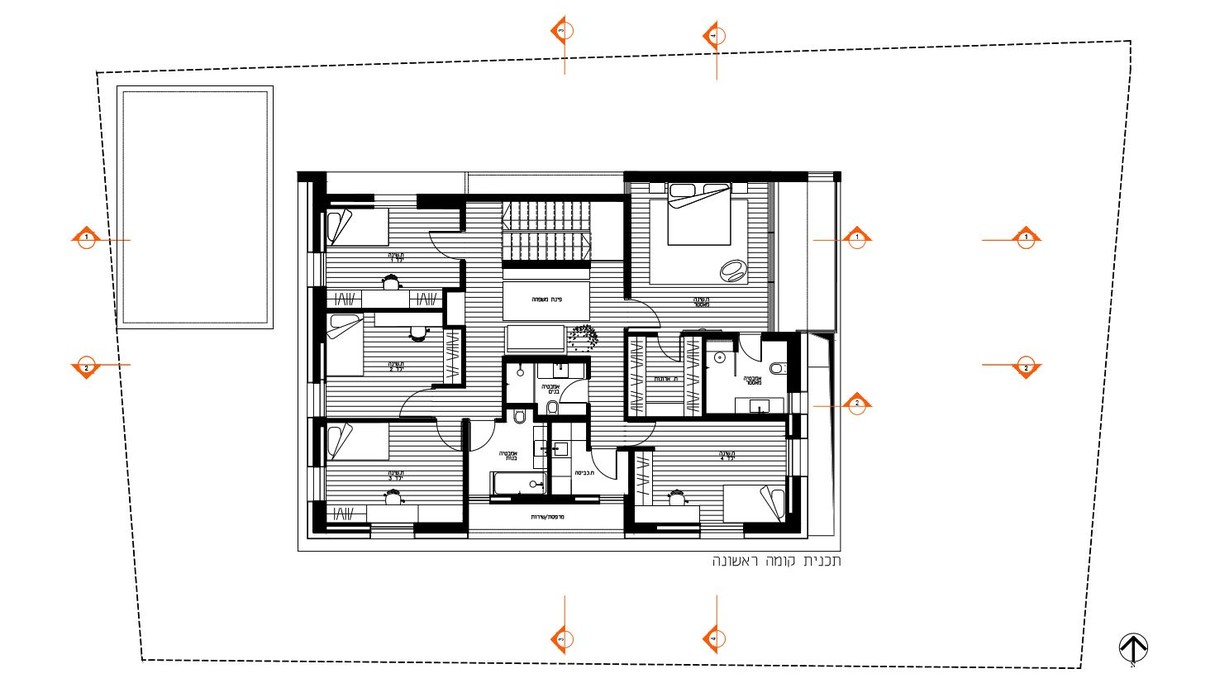 בית במרכז, עיצוב יעקבס-יניב אדריכלים, תוכנית אדריכלית קומה א