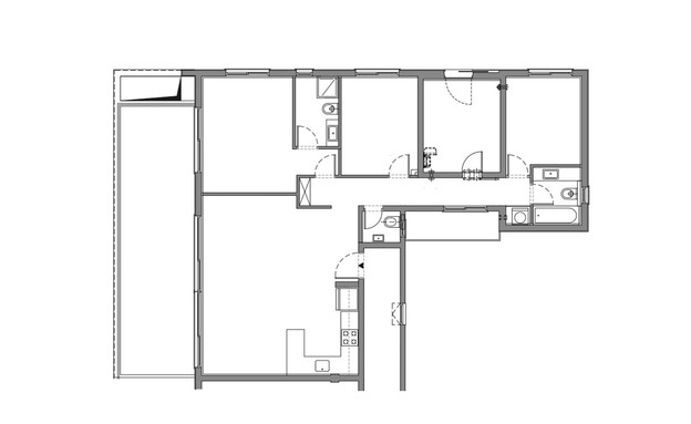 דירה בתל אביב, עיצוב מאיה שינברגר, תוכנית אדריכלית לפני שיפוץ (שרטוט: מאיה שינברגר)