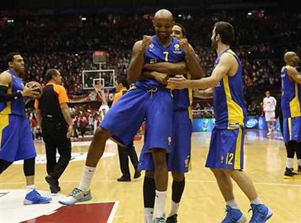 לא האמינו שזה קרה להם. שחקני מכבי (getty)