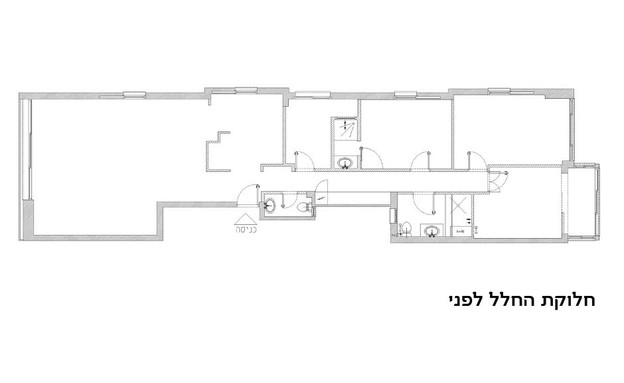 דירה בתל אביב, עיצוב סטודיו b6, תוכנית אדריכלית לפני (שרטוט: סטודיו b6)