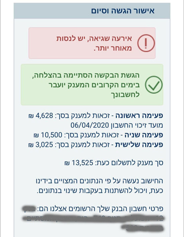  "הבקשה הסתיימה בהצלחה" אבל "אירעה שגיאה" (צילום: צילום מסך, גלובס)